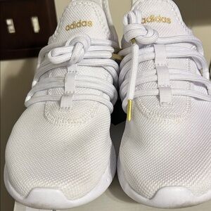Adidas White Sneakers with Gold Details